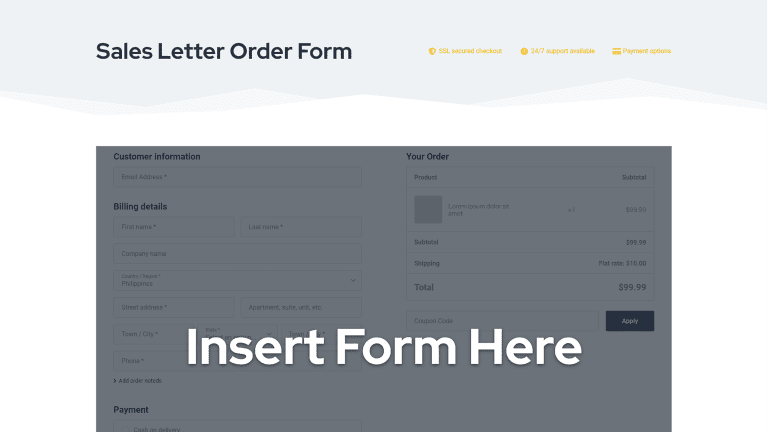 Sales Letter Order Form