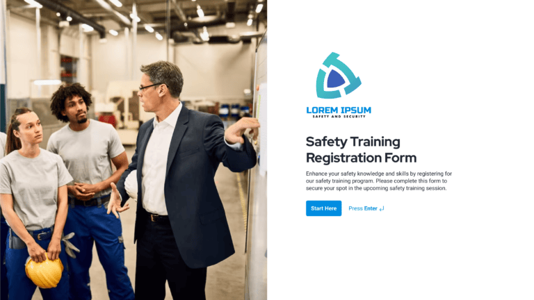 Safety – Safety training registration Form