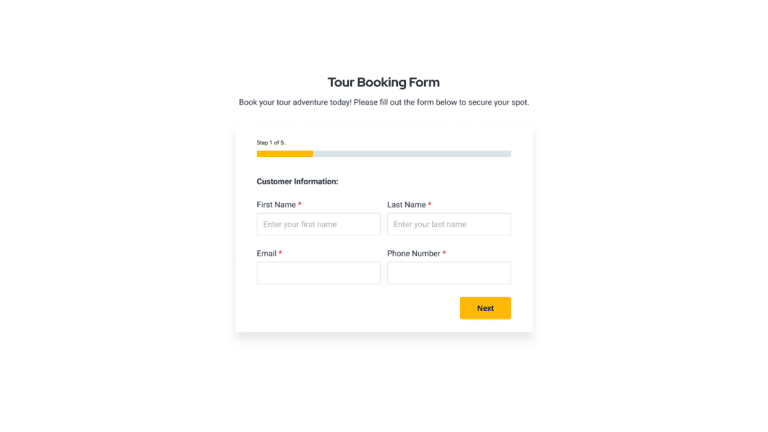 Travel – Tour booking Form